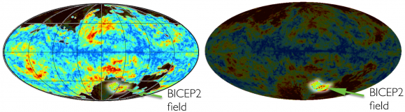 Dibujo20140724 bicep2 field on planck 353 GHz map - polarization fraction - bicep2 field - esa