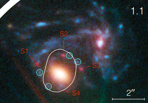 Dibujo20150306 supernova refsdal in galaxy cluster MACS J1149 6 2223 - nasa - esa