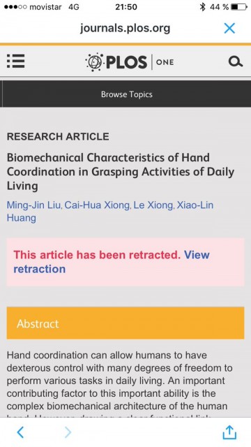 Dibujo20160305 retraction paper plos one biomechanical characteristicss of hand coordination